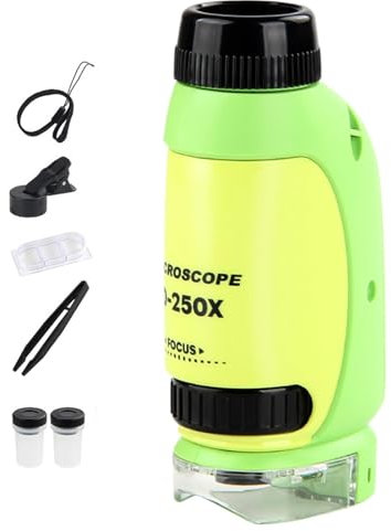 Kids Handheld Microscope, 50x-250x Pocket Microscope, Kids Microscope Toy, Educational Microscope Kit, Handheld Microscope Kit Magnification Educational Pocket Microscope Toy for Student Science Labs