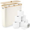Zikenis Rangement Papier Toilette, 25L Panier Papier Toilette avec Bambou Couvercle pour 12 Rouleaux, Tissu Oxford, Imperméable à l'eau, Pliable Range Papier Toilette pour Salle de Bain et Maison