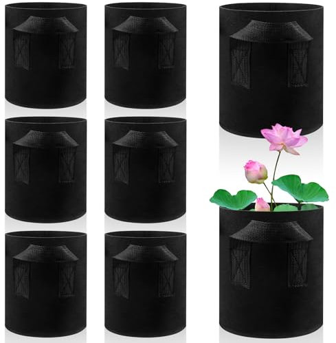 8 Pack Lily Plant Pots for Pond Thickened Non-woven Plant Pots with Handles 1 Gallon Reusable Fabric Plant Grow Bags for Aquatic Plants, Lotus, Potato, Carrot, Onion, Flower