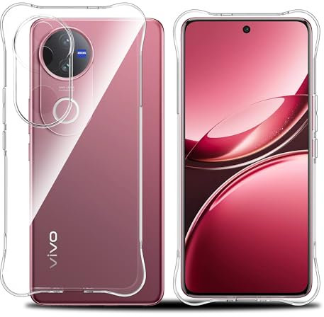 Effcotuo Mobile Phone Case for Vivo V50 5G Case, Ultra Thin Cover Shockproof Case Mobile Phone Case Protective Shock Absorption Fits Compatible with VIVO V50 5G Case - Transparent
