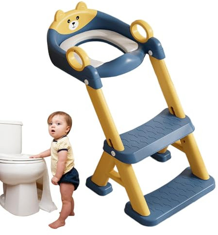 Toilet Training Seat for Toddler,Adjustable Height 2-in-1 Potty Seat with Step Stool - Foldable Kids Trainer Non-Slip Baby Tools with Splash Guard for Bathroom