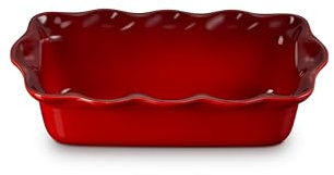 Le Creuset Heritage Kastenform aus Steingut, geriffelt, 22,9 cm, Kirschrot