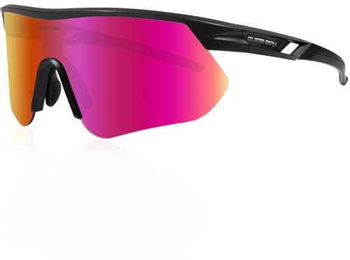 Queshark Lunette de Cyclisme, Lunette Running Homme Femme, TR90 Cadre & Protection UV400 Lunette Vélo, Lunettes de Soleil Homme Sport pour Cyclisme Conduite Golf Ski Pêche Course à Pied