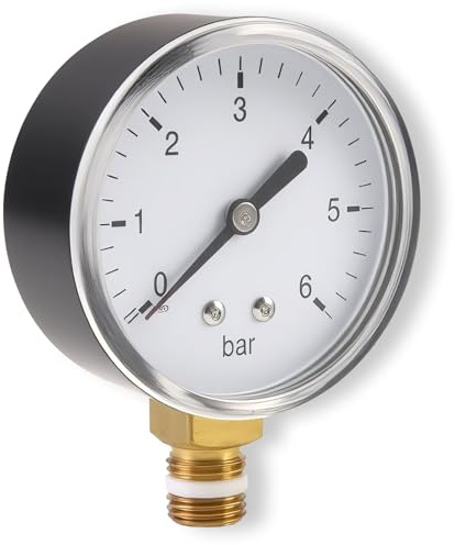 Manometer Wasser 0-6 Bar, Compressed Air Pressure Gauge 1/4 Zoll BSP-Messinganschluss, Manometers Druckluft Halterung auf der Rückseite für Wasserdrucküberwachung von Drinking Water Systems