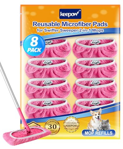 KEEPOW 8 Stück Mikrofaser Tücher für Swiffer Bodenwischer, Nass & Trocken, Wiederverwendbare für Swiffer Bodentücher, Reine Baumwolle, Ideal für Swiffer Wet, Waschbar & Fusselfrei, Reinigt Gut