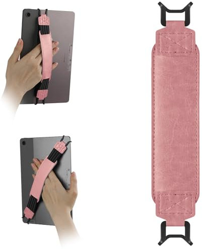 HoYiXi Soft Hand Strap for 9-11 Inch eReaders & Fire Tablet Compatible with Fire HD 10/iPad 9.7 /iPad Mini/Galaxy Tab A8 A9/Huawei Lightweight Black High-Elasticity Finger Grip Holder -Pink