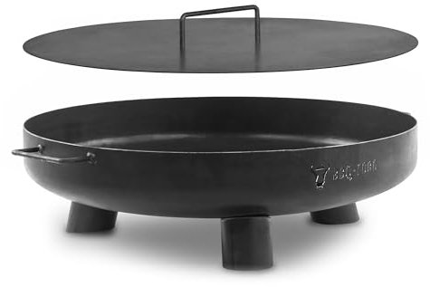 BBQ-Toro Edelstahl Ø 60 cm mit Deckel | Schwarz | Outdoor Feuerstelle mit DREI Standbeinen und Zwei Griffen, Feuerschalen für den Garten, Brennschale, Garden Fire Pit, Fire Bowl, Feuerwanne