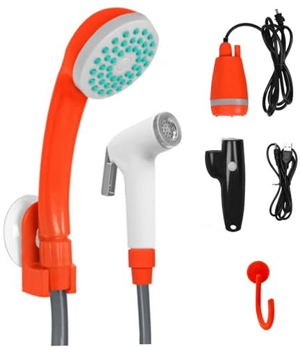 Douche de camping, douche électrique portable rechargeable avec pompe à batterie pour camping, randonnée, voyage, nettoyage d'animaux, lavage de voiture, fontaine à eau. portable pour camp