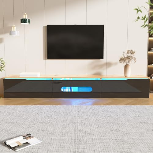 BTM TV-Schrank, 180 cm, Hochglanzoberfläche, mit 16-Farben-LED-Beleuchtung, wandmontierbar