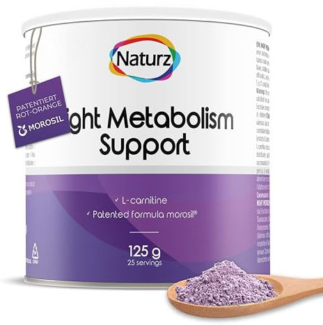 Naturz Night Metabolism Support, Pulver 125 g | Stoffwechsel anregen & Einschlafhilfe mit Morosil®, L-Carnitin & Baldrian - Vegan, Glutenfrei - Orangenaroma