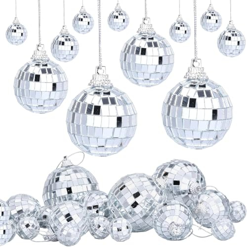 Discokugel Deko 30 Stück Mini Discokugel Set 4 Größen Discokugeln 3/4/5/6cm | Silber Spiegel Disco Kugel AufhäNgen Disco Ball für Weihnachtsbäume, Geburtstagsfeiern Tanzveranstaltungen