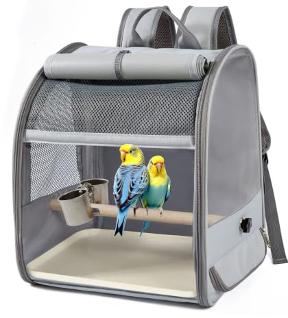 Vögel Tragerucksack, Transportbehälter für Vögel mit Futterspender | Kot-Aufnehmer,Vogel Reisekäfig Tragbarer Haustier Käfig aus Atmungsaktivem Mesh für Kleine wie Sittiche Wellensittiche
