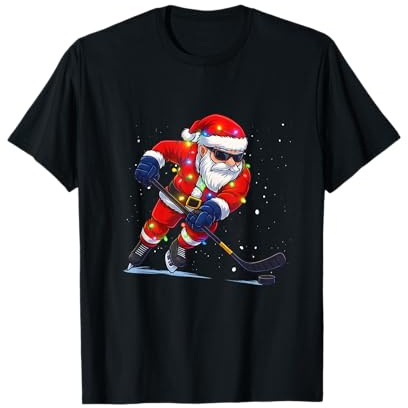 Lustiger Weihnachtsmann spielt Eishockey Xmas Sport 2025 T-Shirt