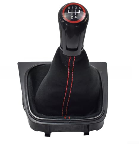 Leder-Schaltknauf-Staubschutz für Golf 5 6 MK5 MK6 GTI GTD R32 und 5 6 A5 Schaltgetriebe schwarz 5 6 Gang (5 Gänge)