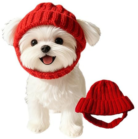 Malteser Hunde mütze Gemütlich Weich Stricken mit Ohren klappen warm für kleine Hunde Winter Indoor/Outdoor