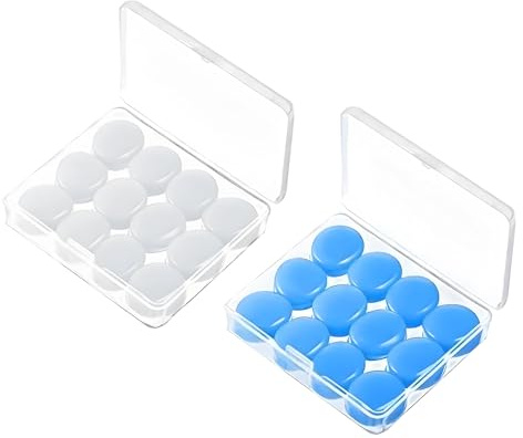 24 Stück Ohrstöpsel zum Schlafen, Wiederverwendbare Weiche Silikon Ohrenstöpsel Formbar Wasserdicht Geräuschreduzierende Ohrhörer Ideal zum Schnarchen Schwimmen Konzert Studieren Arbeiten(Blau/Weiß)