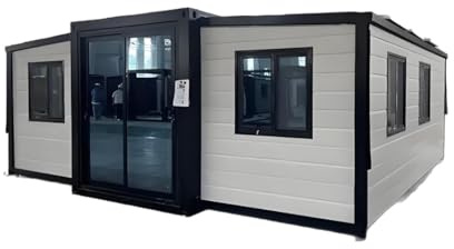 Casa expandible de contenedor de 20 pies/30 pies/40 pies con garaje, edificio modular prefabricado de doble uso, combinación portátil de casa y taller