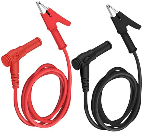 Simsky 2 Stück Multimeter Messleitungen Kit, 4mm Messspitzen für Multimeter 20A 1000V Messleitungen Set mit Krokodilklemmen Kabel 1m für Elektrische Tests(Rot und Schwarz)