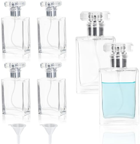 YKUKIZEE 6PCS 100ml Refillable Glass Perfume Bottle Fragrance Spray Bottle | Square, Empty, Portable, for Travel Women Men