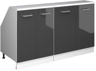 Vicco Küchenschrank für Dachschrägen R-Line, Anthrazit Hochglanz, 140 cm 2er Set Schrankkorpuss 60 cm Tiefe, geeignet für schräge Wände und Variable Küchenmontage