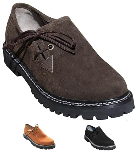 German Wear Trachtenschuhe Haferlschuhe Lederschuhe Braun, Schwarz & Kastanienbraun, Schuhgröße:44;Farbe:Dunkelbraun