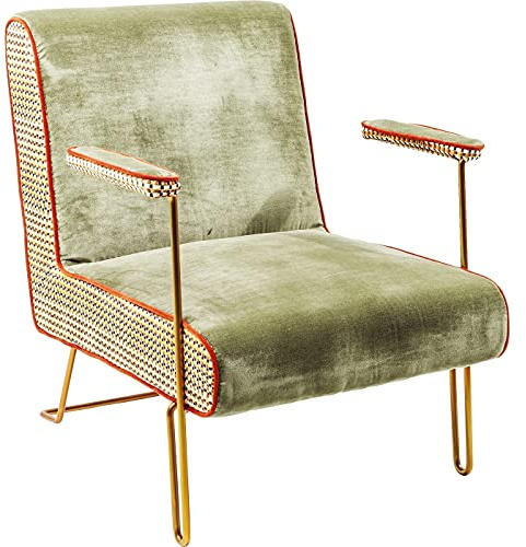 Kare Design Sessel Aunty Betty, Grün, Sessel mit Armlehnen, Retro, Gemütlich, Samtoptik, Wohnzimmer, Schlafzimmer, 85x75x84 cm (H/B/T)