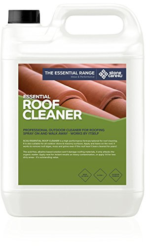 Stonecare4u Essential - Powerful ROOF Cleaner - Fast, Easy, Highly Effective, Removes Dirt, Moss and Green Algae. Just Apply, Leave and Watch The Dirt Melt Away (5 Litre)
