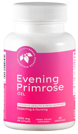 Mountain Meadow Herbs Evening Primrose Oil 1,000mg – Omega-6 Fatty Acids for Women’s Health, Supports Clear Skin & Hormonal Balance, Gluten-Free, Easy-to-Take Softgels (30 Count)