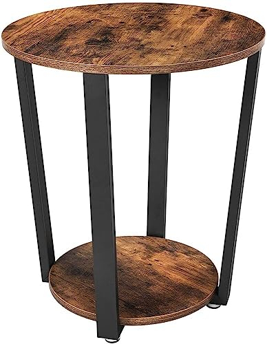 VASAGLE Table d'appoint avec Cadre en Acier pour Salon, Chambre à Coucher, Montage Facile, Industrielle, Marron Rustique et Noir LET57X