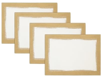 Villeroy & Boch Metallic Brushstroke Platzset, 35,6 x 50,8 cm, 4 Stück, elfenbeinfarben und goldfarben