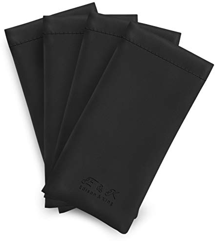 Edison & King Brillenetui im 4er-Pack aus weichem Kunstleder mit Schnapp-Verschluss (Schwarz)