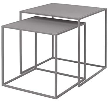 blomus 2er Set Beistelltische FERA, Mourning Dove, 40L x 40B x 40H cm, 35L x 35B x 35H cm, Sofatisch Grau, Kaffeetisch aus Stahl