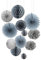 EASY JOY Grey Party Decorations Grey Paper Tissue Pom Poms Paper Fans Lanterns Honeycomb Balls for Birthday Wedding Baby Shower Hanging Decorations