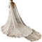 JHD Frauen Tüll Kathedrale bodenlangen Hochzeit Capes Schulter Nachahmung Kristallschmuck Blumenapplikationen Braut Lange Wraps Umhang