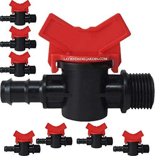 Suinga Lot de 25 clés d'arrosage 16 mm | Robinet goutte à goutte 16 mm x 1/2 | Robinet d'arrêt d'arrosage 16 mm | Valve tuyau irrigation goutte à goutte 16 mm