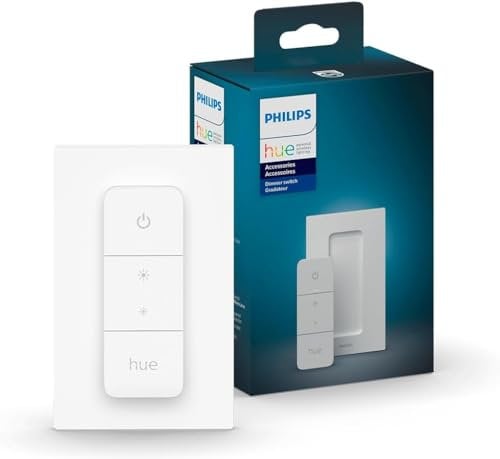 Philips Hue Smart Dimmer Switch with Remote, Turns Hue Lights On, Off, Dims or Brightens, Toggles Between Scenes, Hue Bridge Required, 1-Pack
