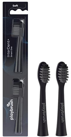 Playbrush Smart One X Aufsteckbürsten mit InterDent+ Indikator-Borsten, 2 Stück, schwarz