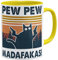 OM3® Pew Pew Madafakas Tasse mit Spruch Statement II | Keramik Becher | 11oz 325ml | Beidseitig Bedruckt | Gelb