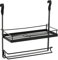 LIVIVO Hanging Storage Kitchen Shelf & Paper Towel Holder Saucepan Dish Plates Bowl Tumbler Glasses Utensil Cutlery Knives Pots Rack (Shelf & Paper Towel Holder, Black)
