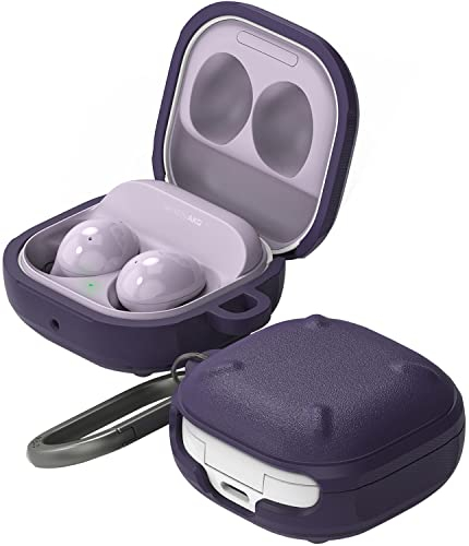 Ringke Onyx Case Compatible with Samsung Galaxy Buds FE/Buds 2 Pro/Buds 2 / Buds Pro/Buds Live, Tough Rugged Shockproof Premium TPU Non-Slip Grip Cover with Carabiner - Purple