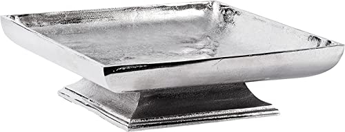 MichaelNoll Schale Dekoteller Dekotablett aus Metall, Dekoplatte Aluminium Silber - Deko Modern - Dekoration - Weihnachtsdeko für Wohnzimmer, Esszimmer oder Küche - 28 oder 39,5 cm (28x28x10 cm)