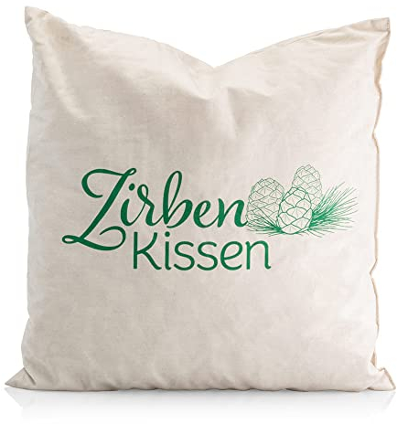 Sanct Bernhard Zirben-Kissen | Bio-Baumwollkissen mit Zirbenholz-Flocken | GOTS-Zertifiziert | ca. 28x28cm
