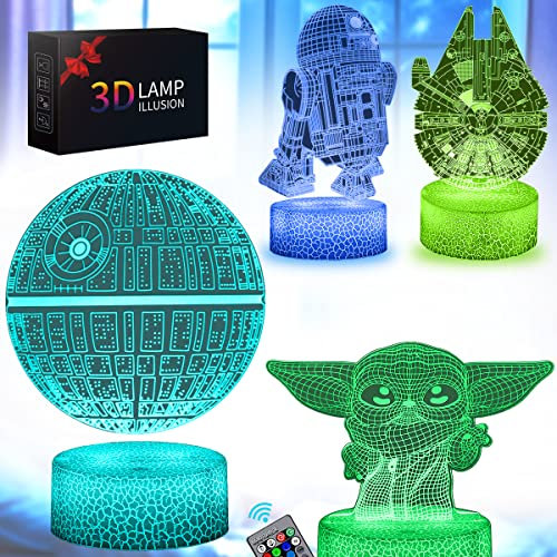 CUINIUBII Anime 3D Nachtlicht Spielzeug, Anime Illusions Lampe Spielzeug mit 4 Mustern und 16 wechselnden Farben, Weihnachtsfest, Geburtstag, Raumdekoration für Kinder