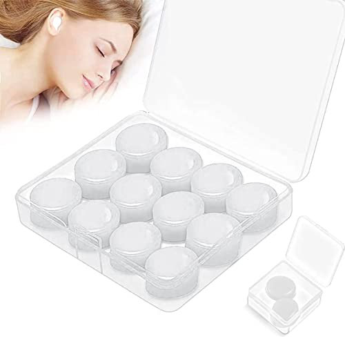 Lot de 7 bouchons d'oreille en silicone pour dormir, anti-bruit, doux, modélisables, réutilisables, protection auditive, insonorisants pour piscine, natation, travail (blanc)