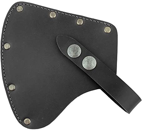 Valhalla Gear, Camper Axe Head Sheath Handmade from Full Grain Leather - Protector Case, Hatchet Blade Safety Sleeve, Camping Accessories, Lumberjack Outdoors Essentials (Charcoal Black)