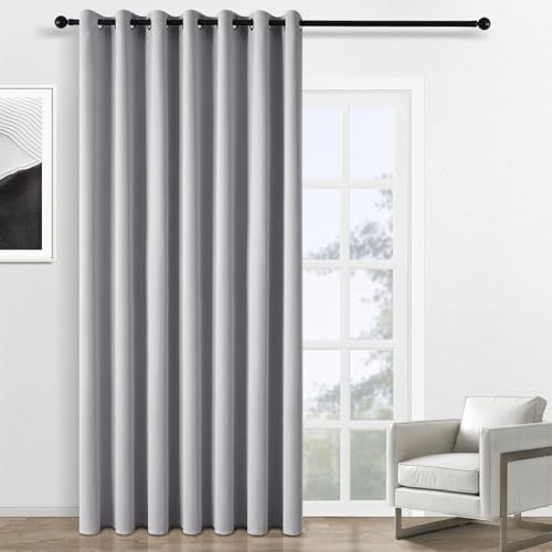 Topfinel 1 Pezzo Tende Oscuranti per Interni Termiche Isolanti Tenda per Finestre Grandi Tende Coprenti Tinta Unita per Camera da Letto e Soggiorno 300x240 CM(Larghezza x Altezza) Grigio