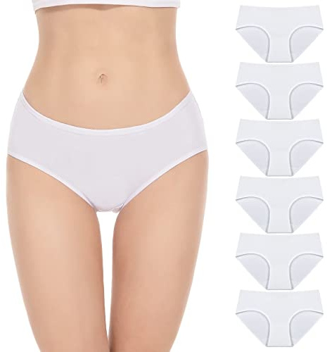 Cholewy Cotton Underwear for Women, Full Coverage Knickers, 6 Pack White