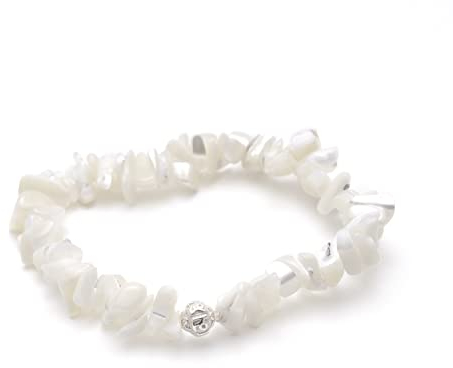 Muschel Armband echt - Muschelarmband mit Silberperle aus 925 Sterling Silber - Größe XS-S