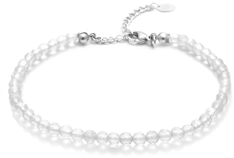 BERGERLIN Bergkristall Fußkette- facettiertes Bergkristall Fußkettchen - Silber - M-L