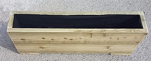 Devonshire Wood Narrow Decking Planter, garden trough 120cm long x 15cm wide x 33cm high